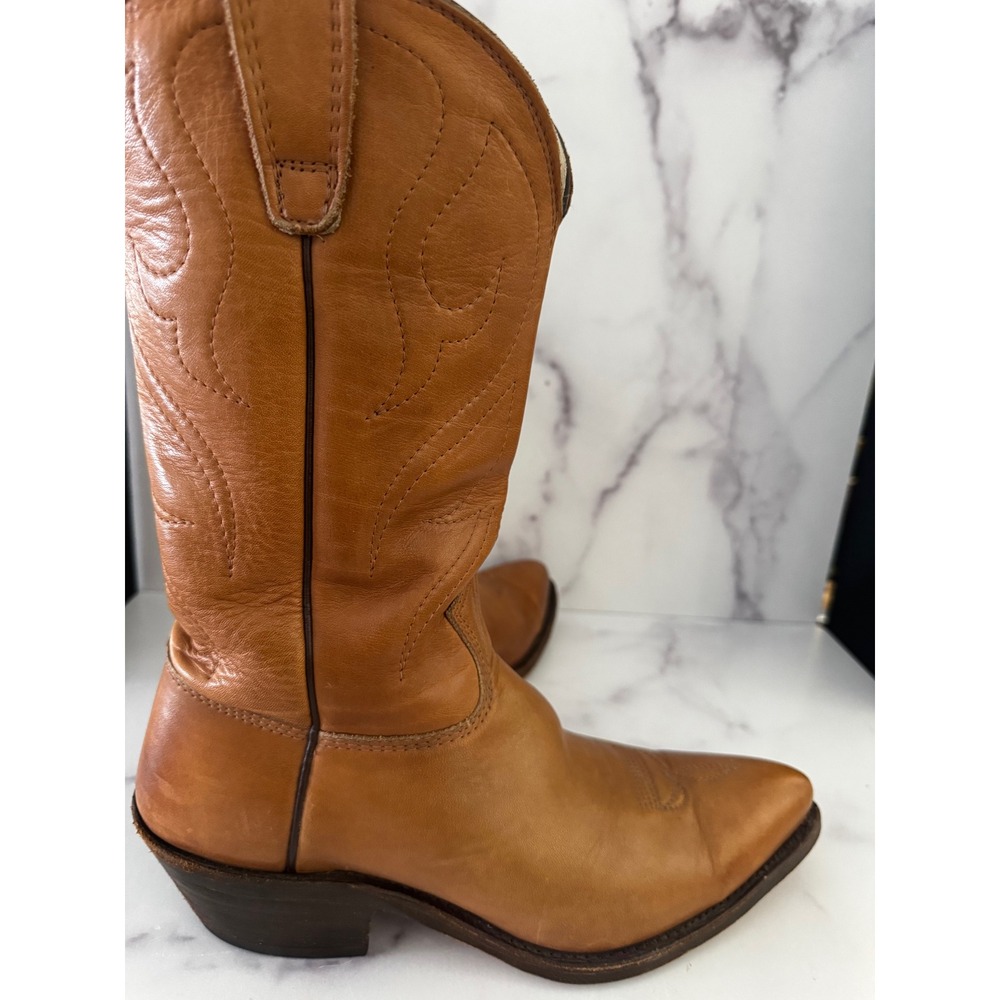 Stewart Boots Mens Tan Brown‎ Leather Western Cowboy Boots 10.5 D 46606 Handmade